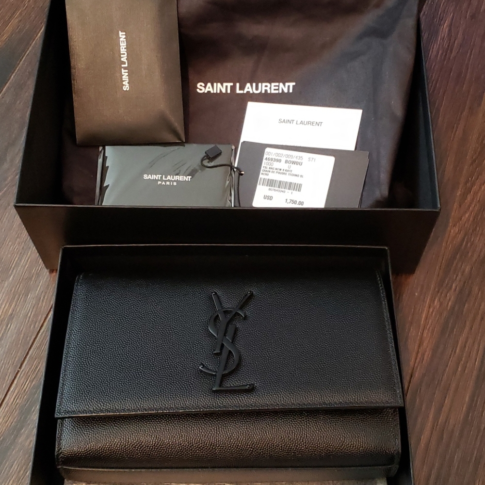 YSL Black Small Kate Bag with Matte Black Hardware